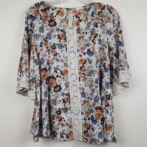 Everleigh | Crochet Trim Floral Blouse, Size S